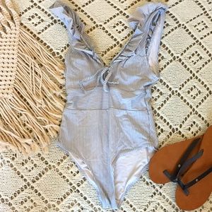H&M blue and white swimsuit